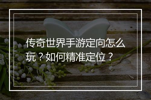 传奇世界手游定向怎么玩？如何精准定位？