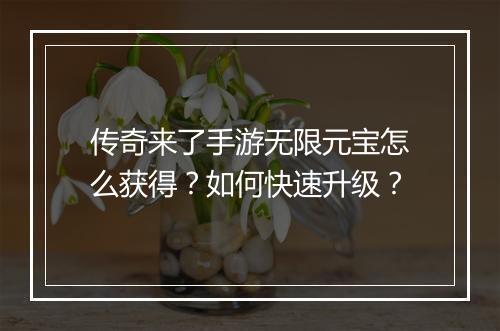 传奇来了手游无限元宝怎么获得？如何快速升级？