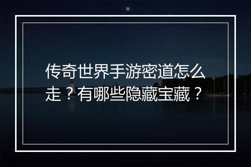 传奇世界手游密道怎么走？有哪些隐藏宝藏？