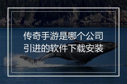 传奇手游是哪个公司引进的软件下载安装