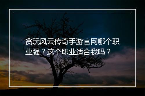 贪玩风云传奇手游官网哪个职业强？这个职业适合我吗？