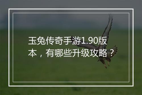 玉兔传奇手游1.90版本，有哪些升级攻略？
