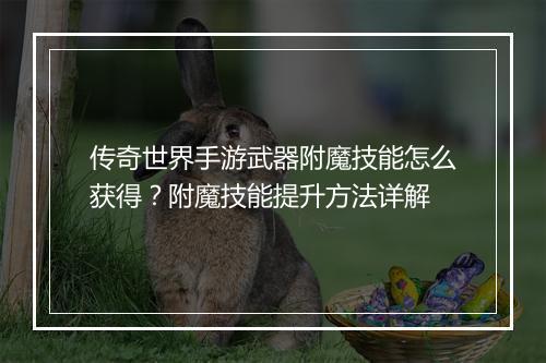 传奇世界手游武器附魔技能怎么获得？附魔技能提升方法详解