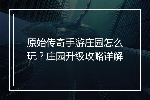 原始传奇手游庄园怎么玩？庄园升级攻略详解