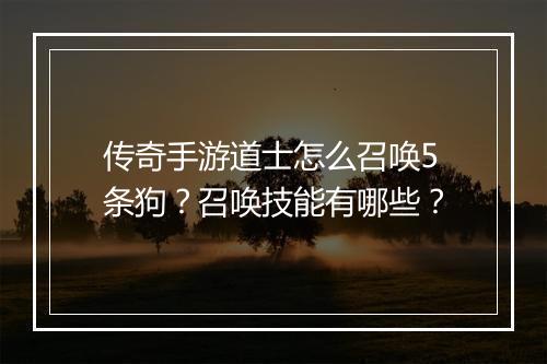 传奇手游道士怎么召唤5条狗？召唤技能有哪些？