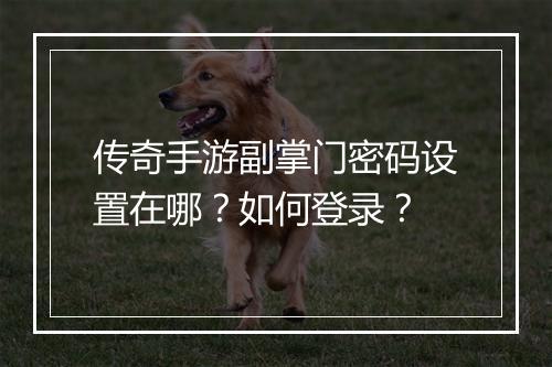 传奇手游副掌门密码设置在哪？如何登录？
