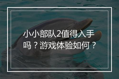 小小部队2值得入手吗？游戏体验如何？
