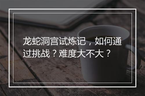 龙蛇洞宫试炼记，如何通过挑战？难度大不大？