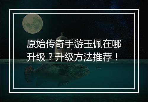 原始传奇手游玉佩在哪升级？升级方法推荐！
