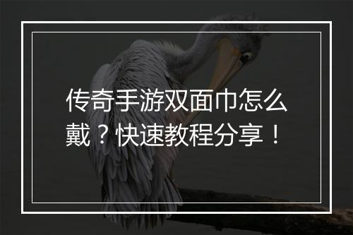 传奇手游双面巾怎么戴？快速教程分享！