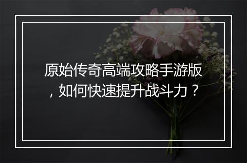 原始传奇高端攻略手游版，如何快速提升战斗力？