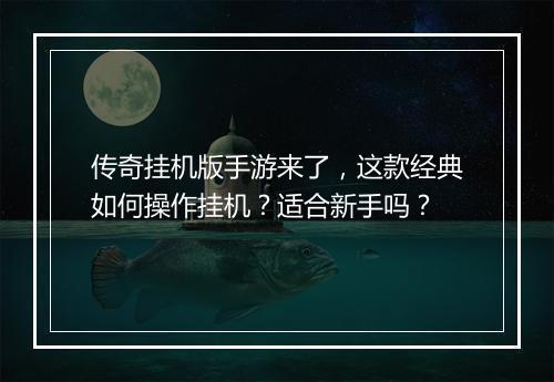 传奇挂机版手游来了，这款经典如何操作挂机？适合新手吗？