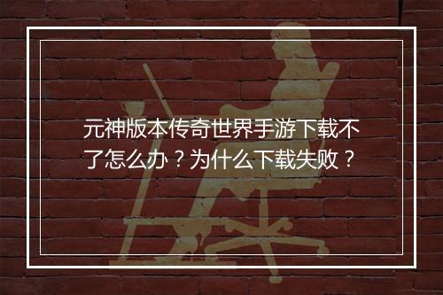 元神版本传奇世界手游下载不了怎么办？为什么下载失败？