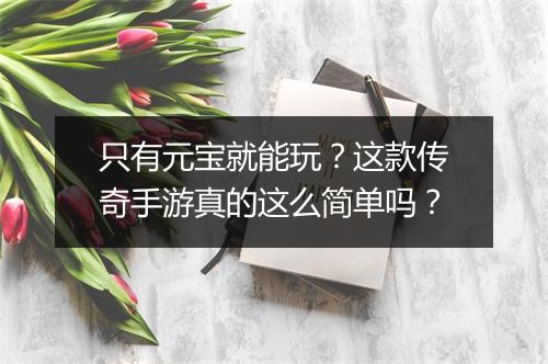只有元宝就能玩？这款传奇手游真的这么简单吗？