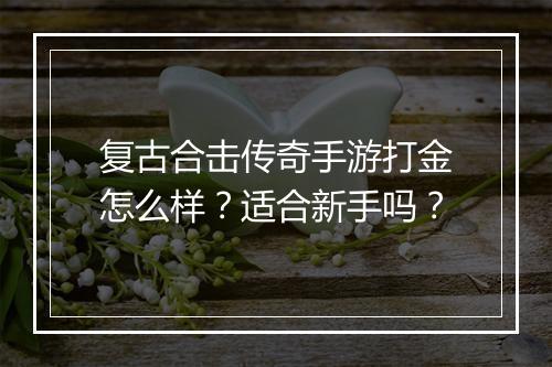 复古合击传奇手游打金怎么样？适合新手吗？