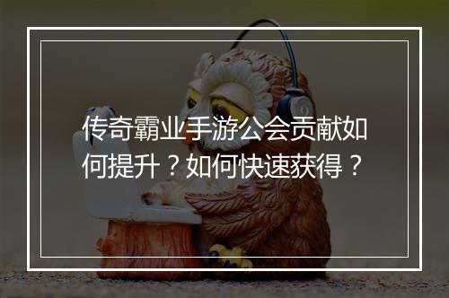 传奇霸业手游公会贡献如何提升？如何快速获得？