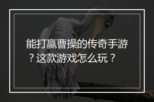 能打赢曹操的传奇手游？这款游戏怎么玩？