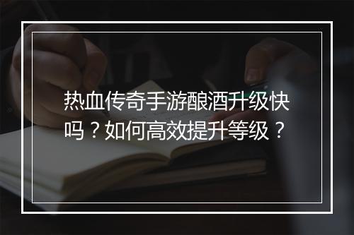 热血传奇手游酿酒升级快吗？如何高效提升等级？