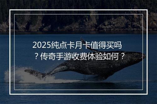 2025纯点卡月卡值得买吗？传奇手游收费体验如何？