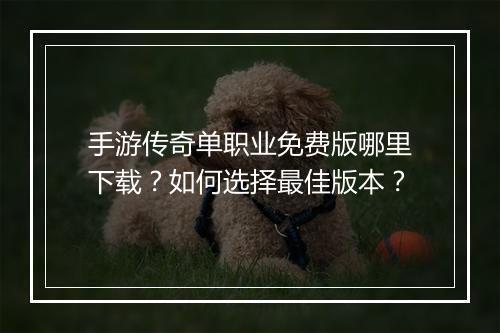 手游传奇单职业免费版哪里下载？如何选择最佳版本？