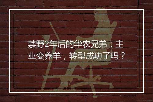 禁野2年后的华农兄弟：主业变养羊，转型成功了吗？
