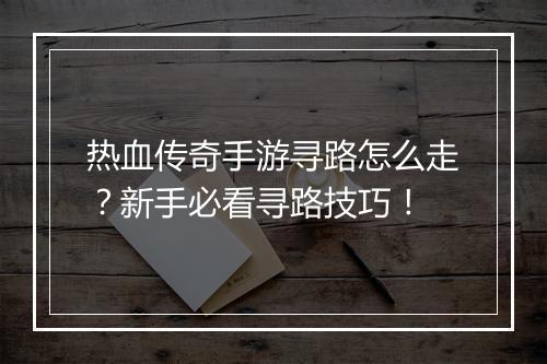 热血传奇手游寻路怎么走？新手必看寻路技巧！