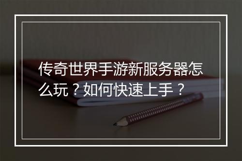 传奇世界手游新服务器怎么玩？如何快速上手？