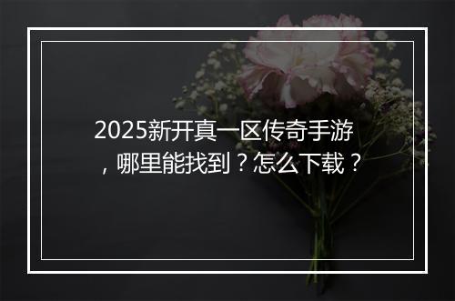 2025新开真一区传奇手游，哪里能找到？怎么下载？