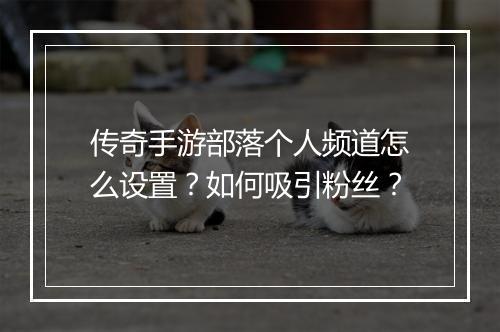 传奇手游部落个人频道怎么设置？如何吸引粉丝？