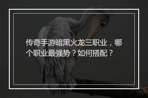 传奇手游暗黑火龙三职业，哪个职业最强势？如何搭配？
