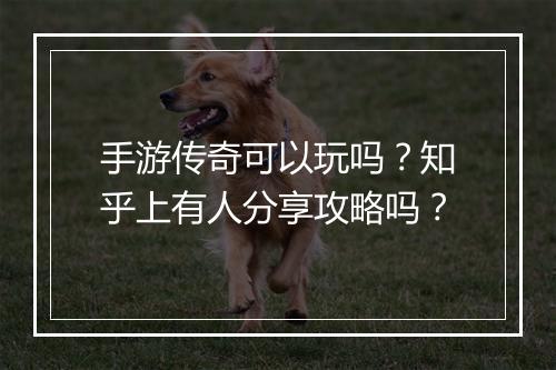 手游传奇可以玩吗？知乎上有人分享攻略吗？