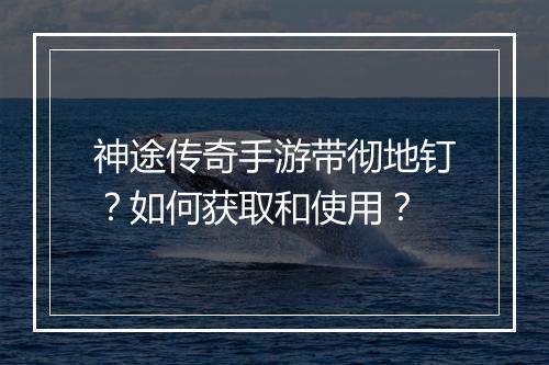 神途传奇手游带彻地钉？如何获取和使用？
