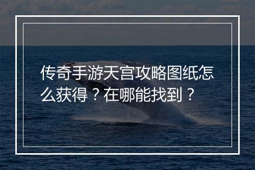 传奇手游天宫攻略图纸怎么获得？在哪能找到？