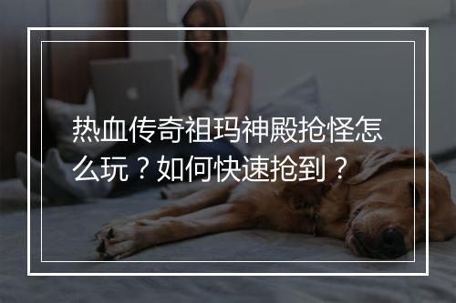 热血传奇祖玛神殿抢怪怎么玩？如何快速抢到？