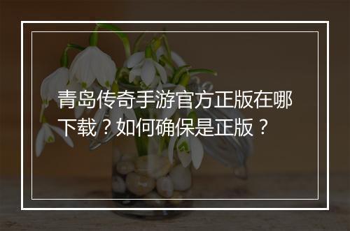 青岛传奇手游官方正版在哪下载？如何确保是正版？