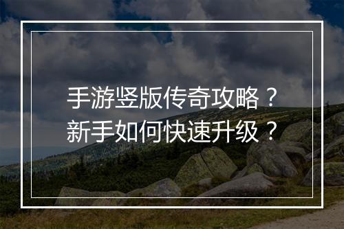 手游竖版传奇攻略？新手如何快速升级？