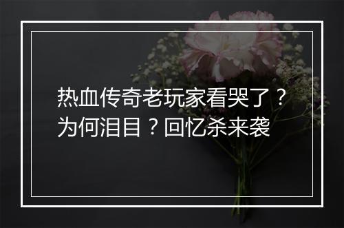 热血传奇老玩家看哭了？为何泪目？回忆杀来袭