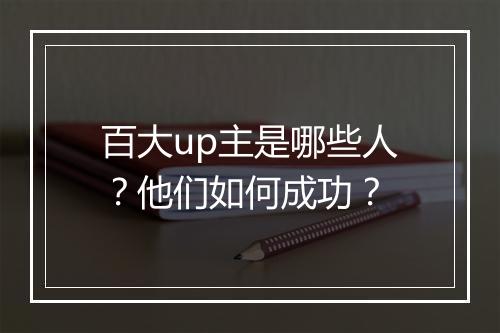 百大up主是哪些人？他们如何成功？