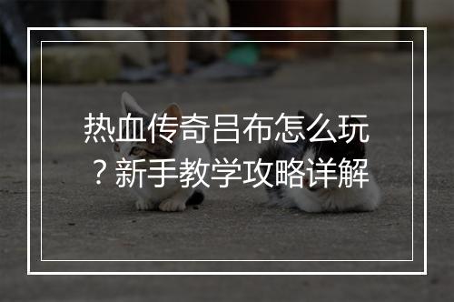 热血传奇吕布怎么玩？新手教学攻略详解