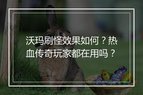 沃玛刷怪效果如何？热血传奇玩家都在用吗？