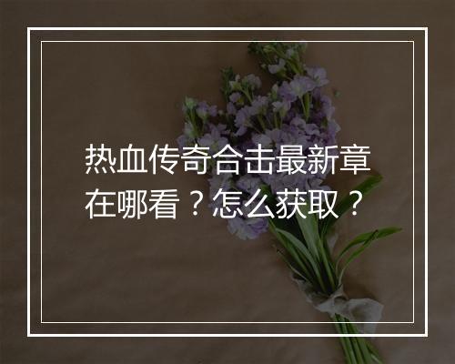 热血传奇合击最新章在哪看？怎么获取？