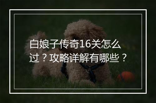 白娘子传奇16关怎么过？攻略详解有哪些？