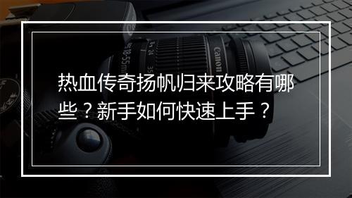 热血传奇扬帆归来攻略有哪些？新手如何快速上手？