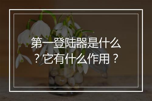 第一登陆器是什么？它有什么作用？