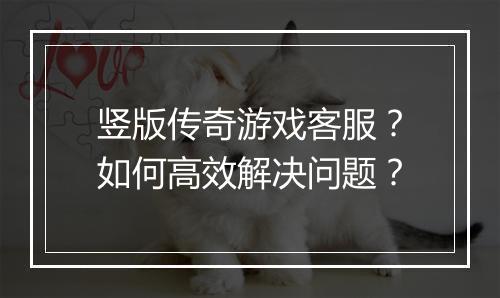 竖版传奇游戏客服？如何高效解决问题？