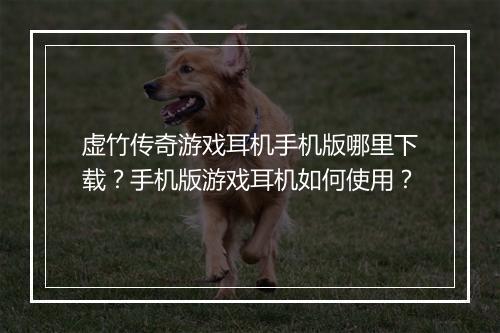 虚竹传奇游戏耳机手机版哪里下载？手机版游戏耳机如何使用？