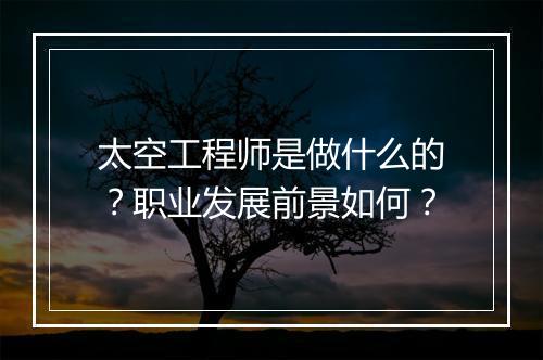 太空工程师是做什么的？职业发展前景如何？