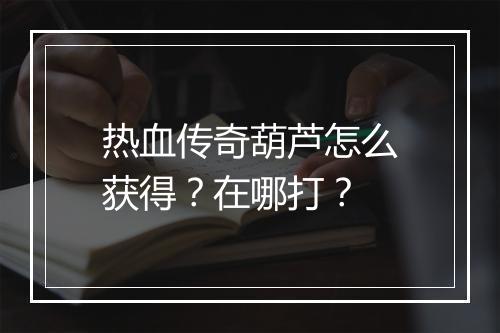 热血传奇葫芦怎么获得？在哪打？