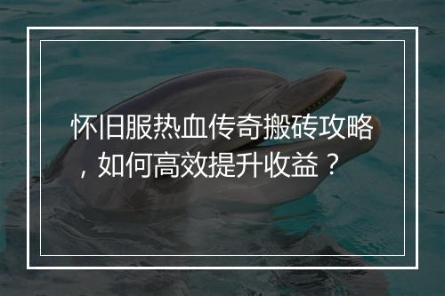 怀旧服热血传奇搬砖攻略，如何高效提升收益？