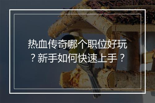 热血传奇哪个职位好玩？新手如何快速上手？